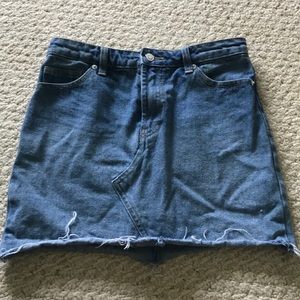 distressed denim skirt